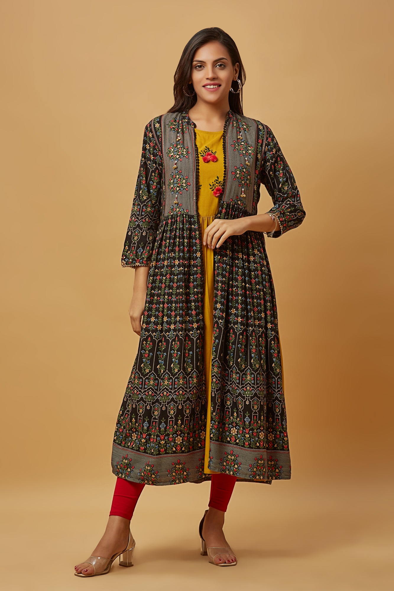 Moomaya Crop Top Palazzo With Shrug Set Women Printed Ethnic Set Indian  Clothing - Walmart.com